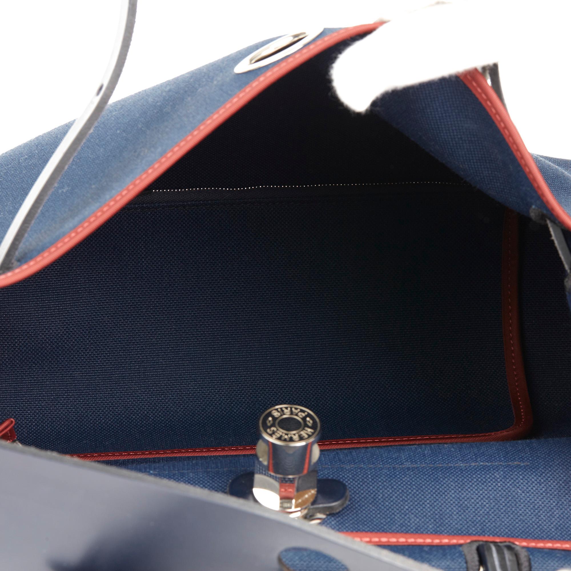 Hermès Bleu Marine, Rouge H Toile Militaire & Vache Hunter Leather Herbag Zip 31 3