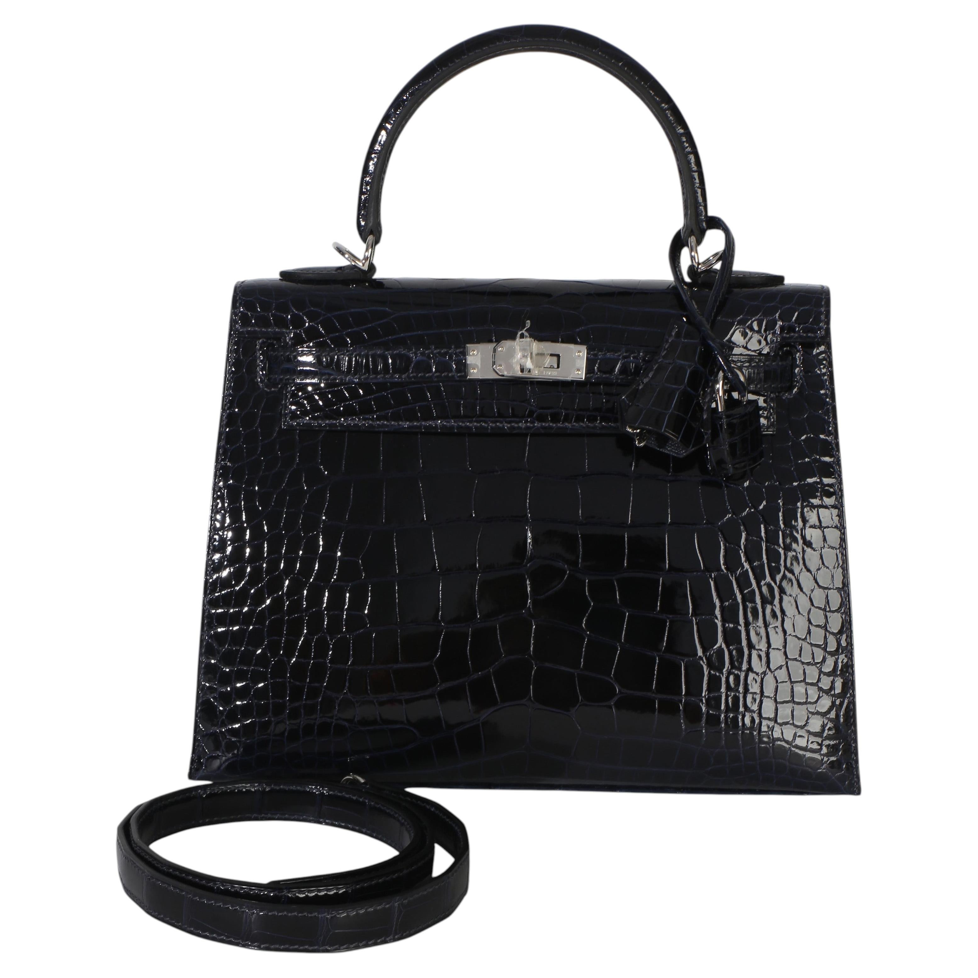 Hermès Bleu Marine Shiny Alligator Mississippiensis Sellier Kelly 25 PHW