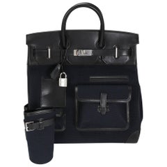 Hermès Bleu Marine Toile & Black Box Calf Cargo HAC 40 PHW