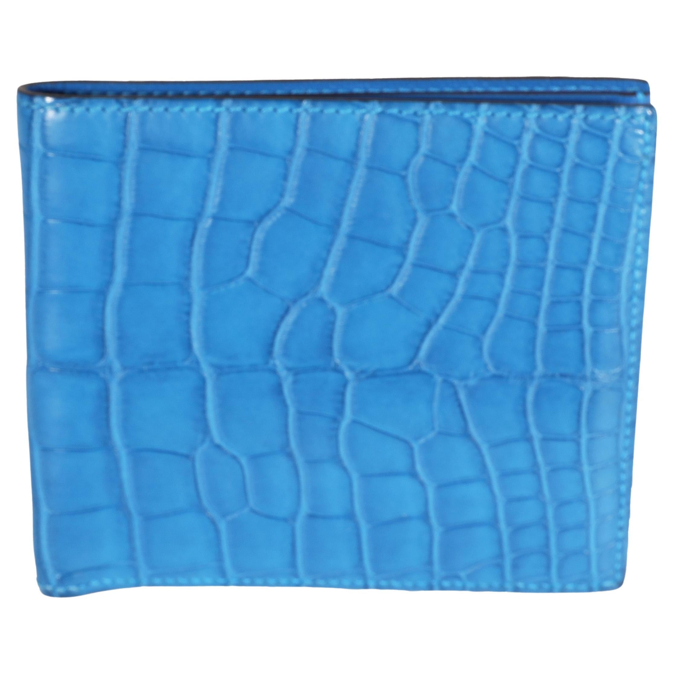 Hermès Bleu Mykonos Matte Alligator MC2 Copernic Wallet