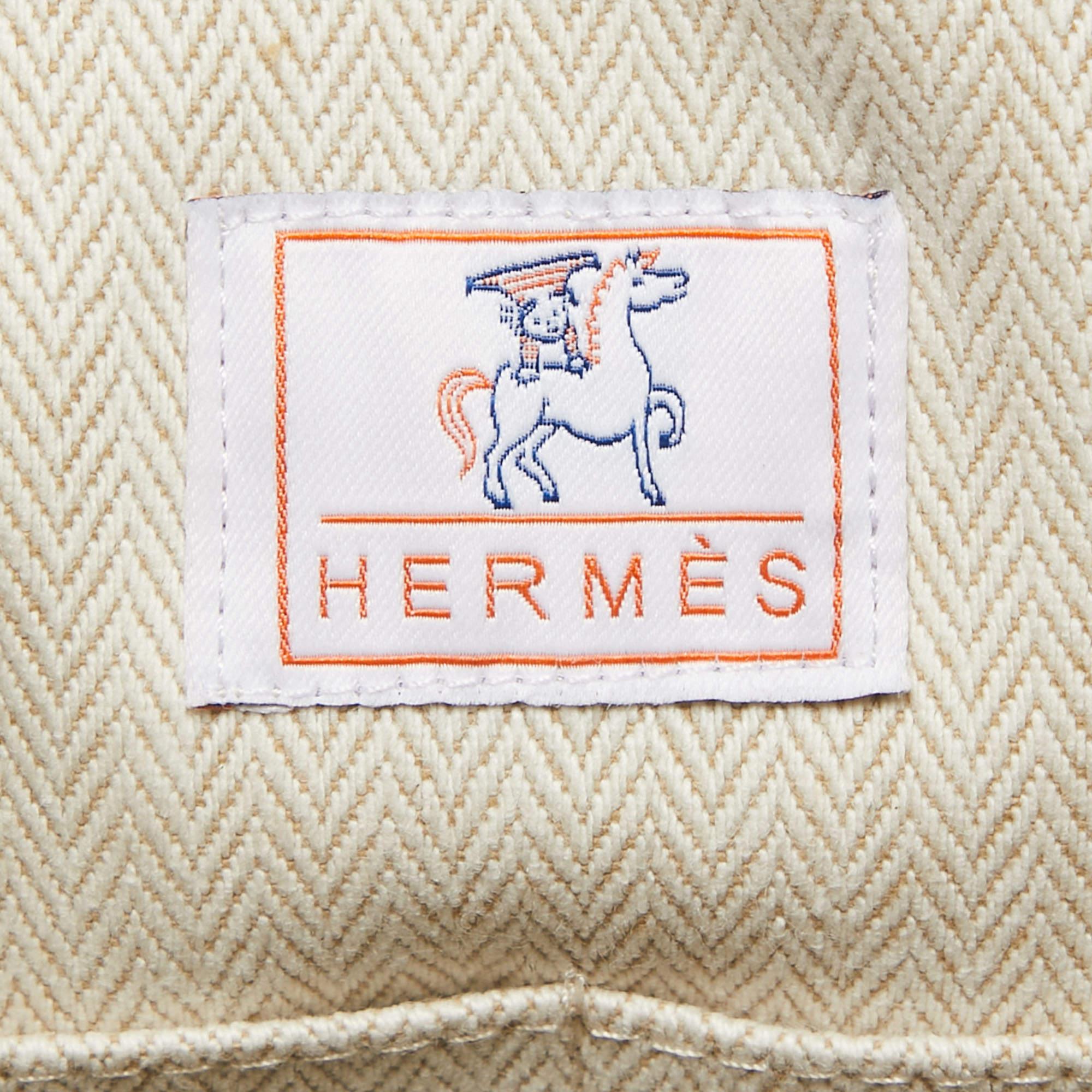 Hermes Bleu Nattier Canvas Borsa grande Bride-a-Brac Cabriole in vendita 3