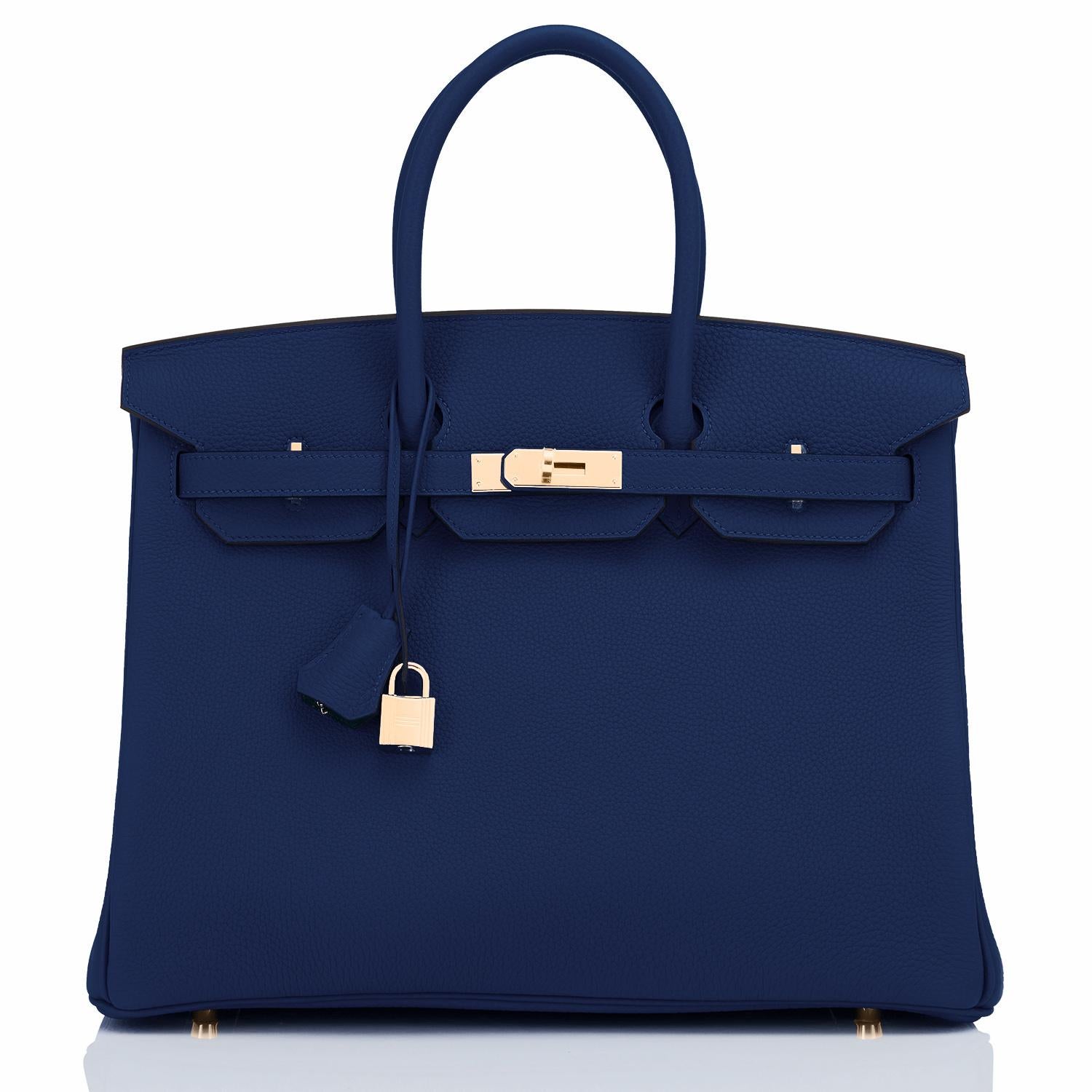 Women's or Men's Hermes Bleu Navy Blue Togo 35cm Birkin Gold Hardware Rare W Stamp, 2024