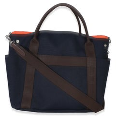 Hermès Bleu Navy Feu Canvas The Grooming Bag