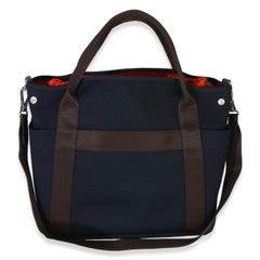 Hermès Bleu Navy Feu Canvas The Grooming Bag