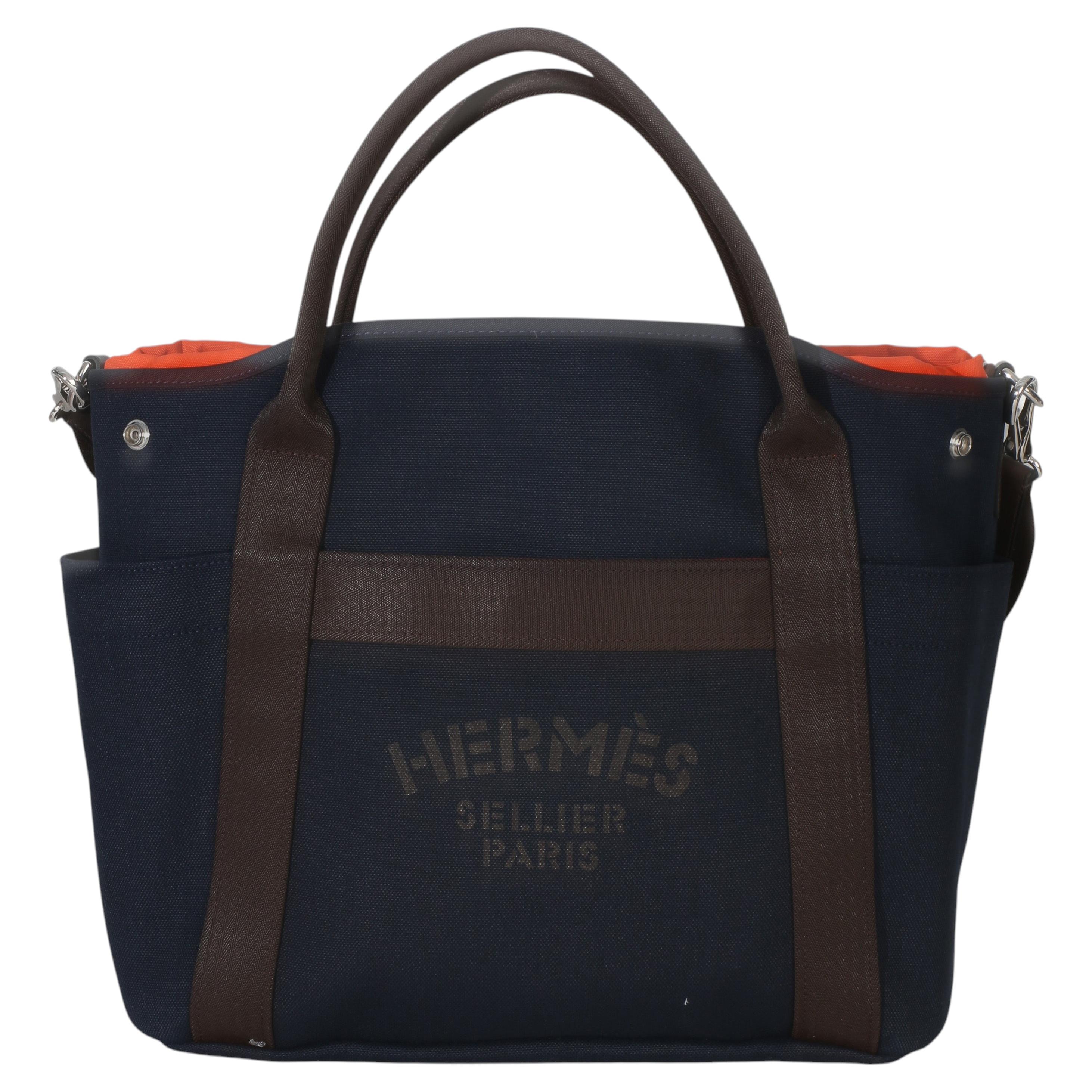 Hermès Bleu Navy Feu Canvas - La borsa da toelettatura