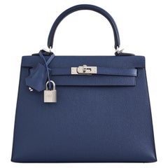 Hermès Bleu Navy Kelly Sellier 25 Epsom Palladium Hardware