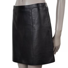 HERMES Bleu Noir blue leather 2021 PANELLED MINI Skirt 38 S