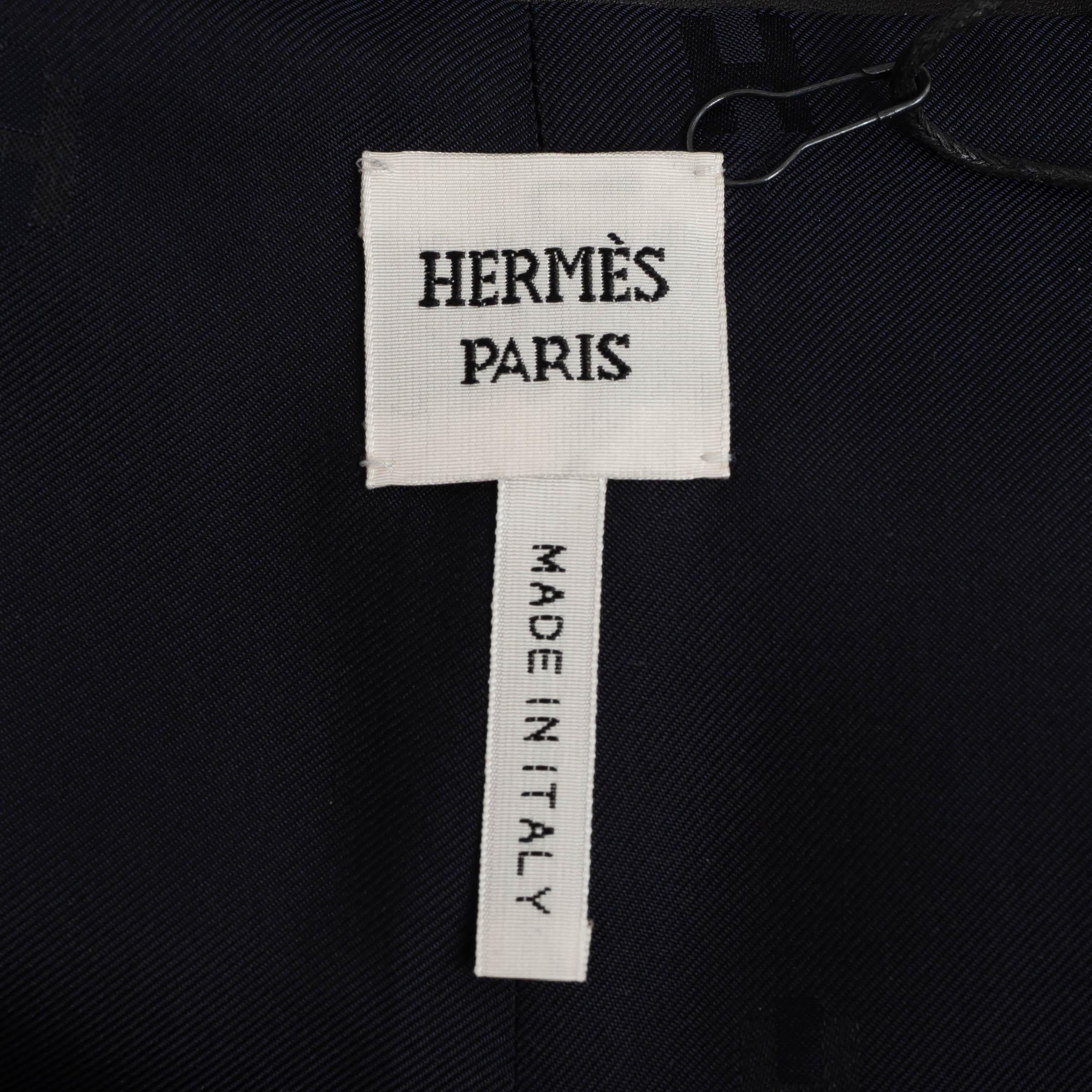 HERMES Bleu Noir cuir bleu 2021 MINI jupe PANELÉE 38 S en vente 2
