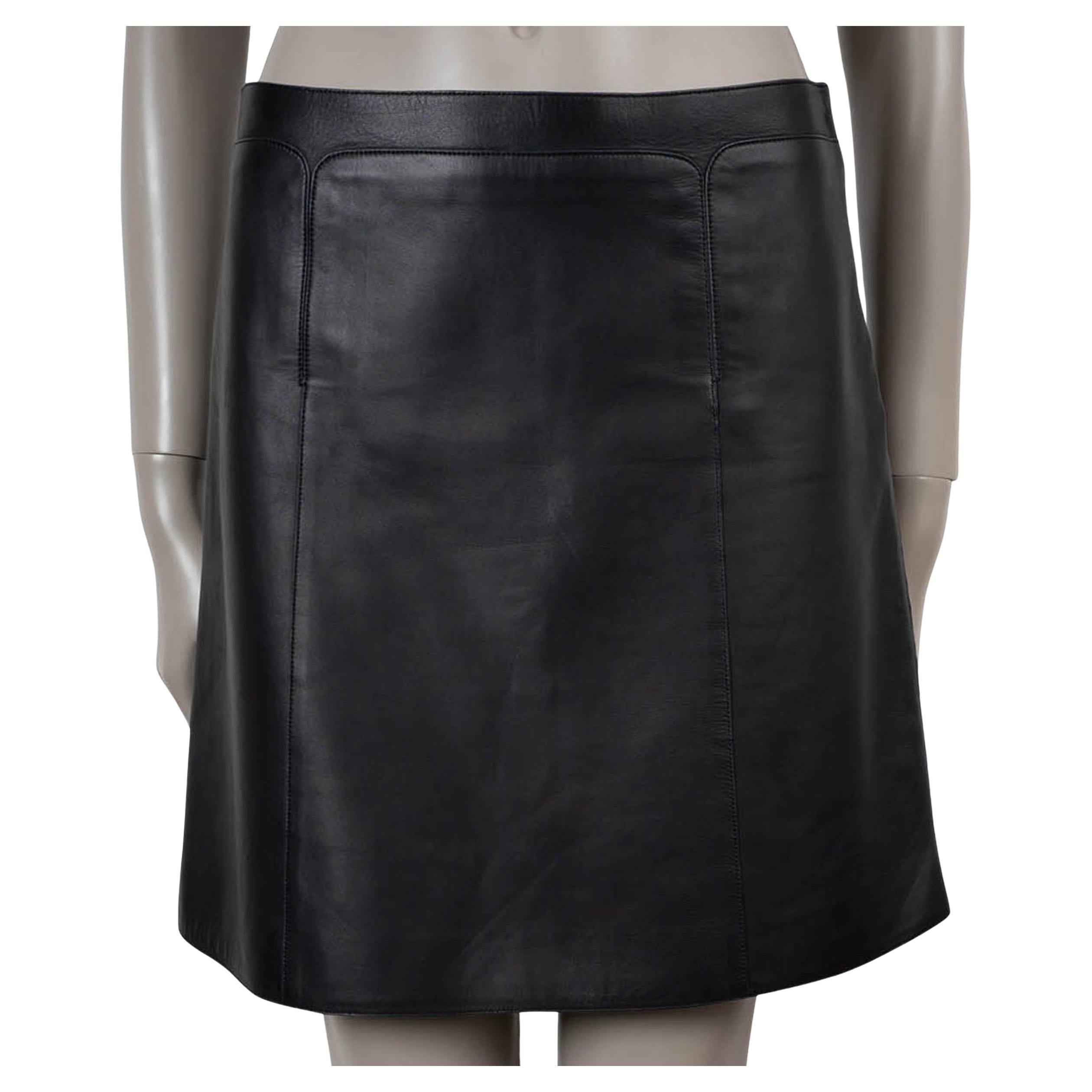 HERMES Bleu Noir cuir bleu 2021 MINI jupe PANELÉE 38 S