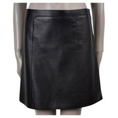 HERMES Bleu Noir blue leather 2021 PANELLED MINI Skirt 38 S