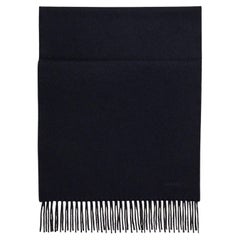 Hermes Bleu Noir cashmere Plain Embroidered Scarf