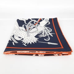 Hermes Bleu Noir / Crème / Potiron Le Sacre des Saisons scarf 90