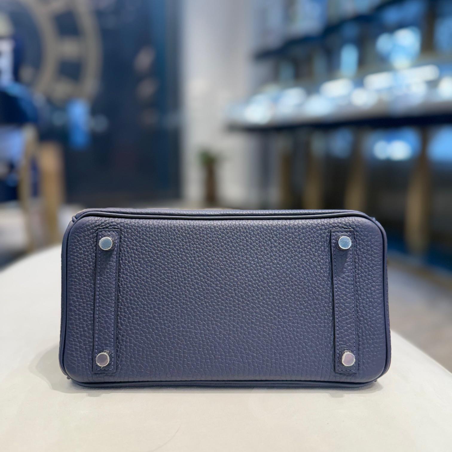 Hermès Bleu Nuit Birkin 25 Togo Palladium Hardware en vente 1