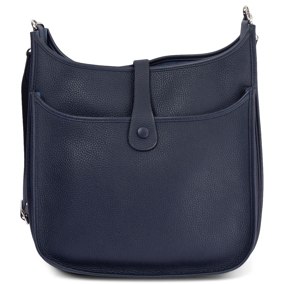 HERMES Bleu Nuit blue Clemence leather EVELYNE 33 GM Crossbody Bag Phw In Excellent Condition In Zürich, CH