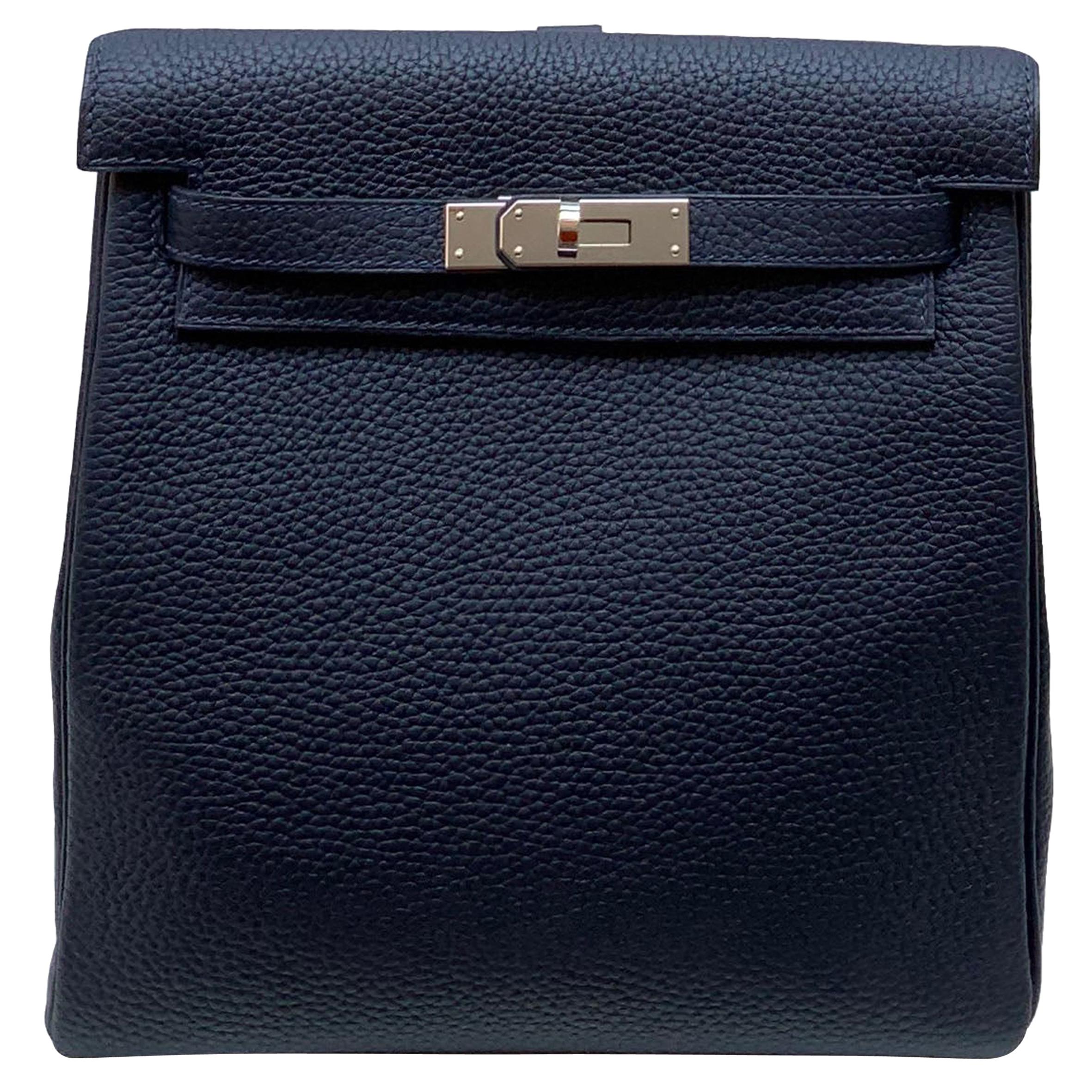 Hermès Bleu Nuit Clémence Leather Kelly Ado II Backpack 
