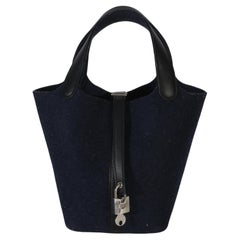 Hermès Bleu Nuit Feutre Black Swift Picotin Lock 18 PHW