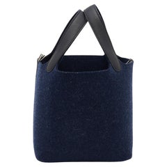 Hermes Bleu Nuit/Noir Felt and Swift Leather Picotin Lock 18 Bag