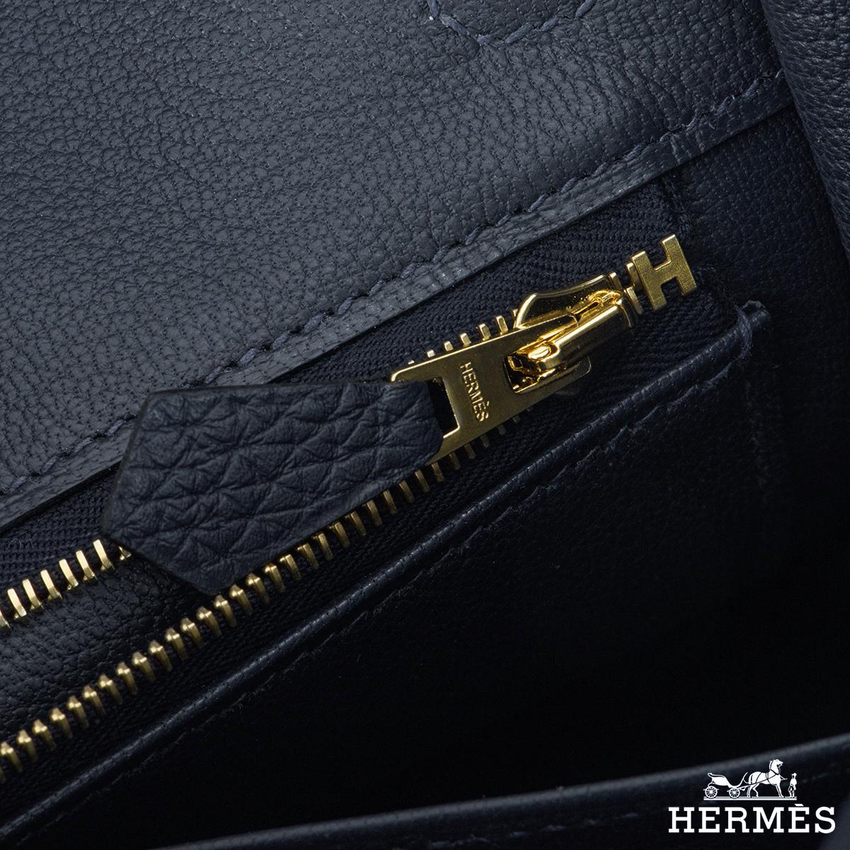 Black Hermès Bleu Nuit Togo Birkin 25cm Gold Hardware