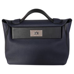 Hermès Borsa Bleu Nuit Togo & Black Swift 24/24 21 PHW