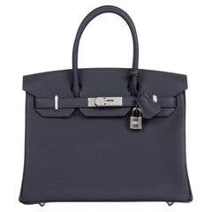 Hermès Bleu Nuit Togo Leather Birkin 30cm Retourne