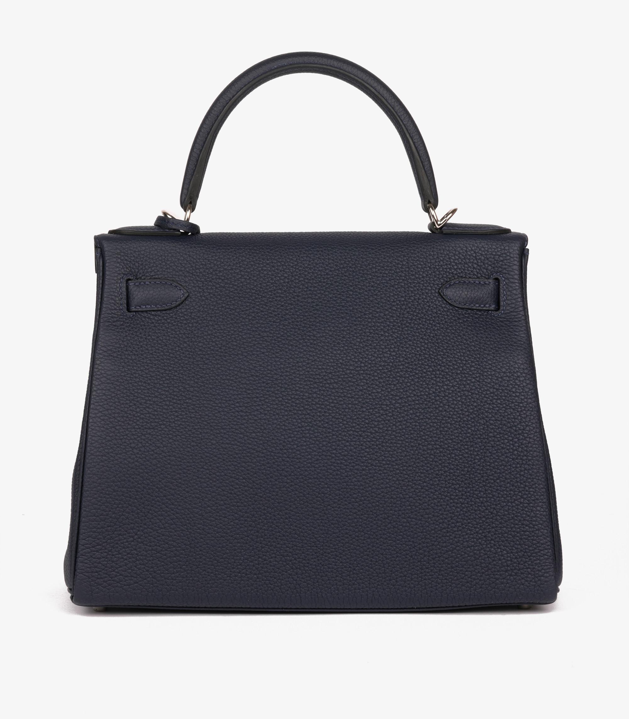 Hermès Bleu Nuit Togo Leather Kelly 28cm Retourne For Sale 1
