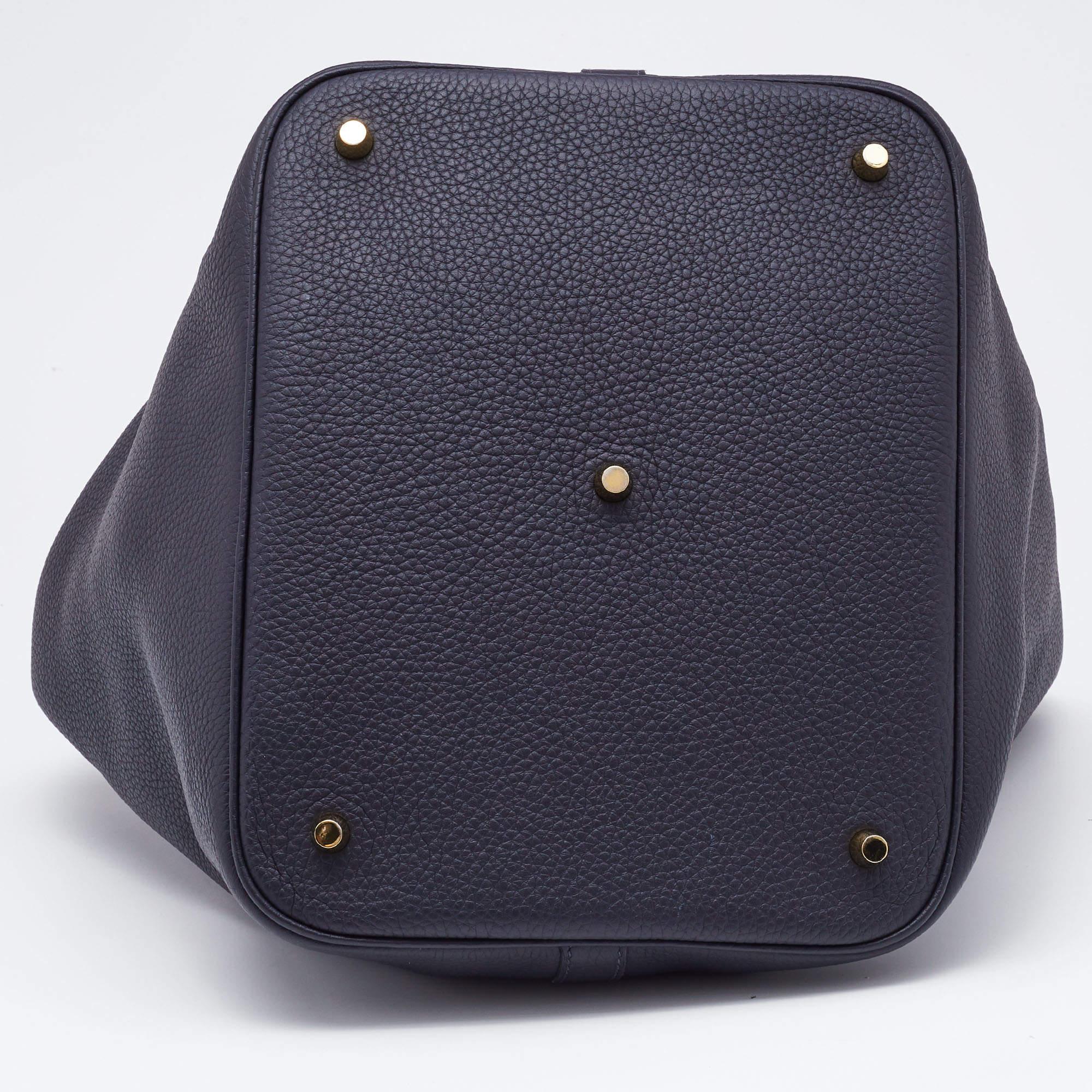 Women's Hermes Bleu Ocean Taurillon Clemence Leather Picotin Lock 22 Bag