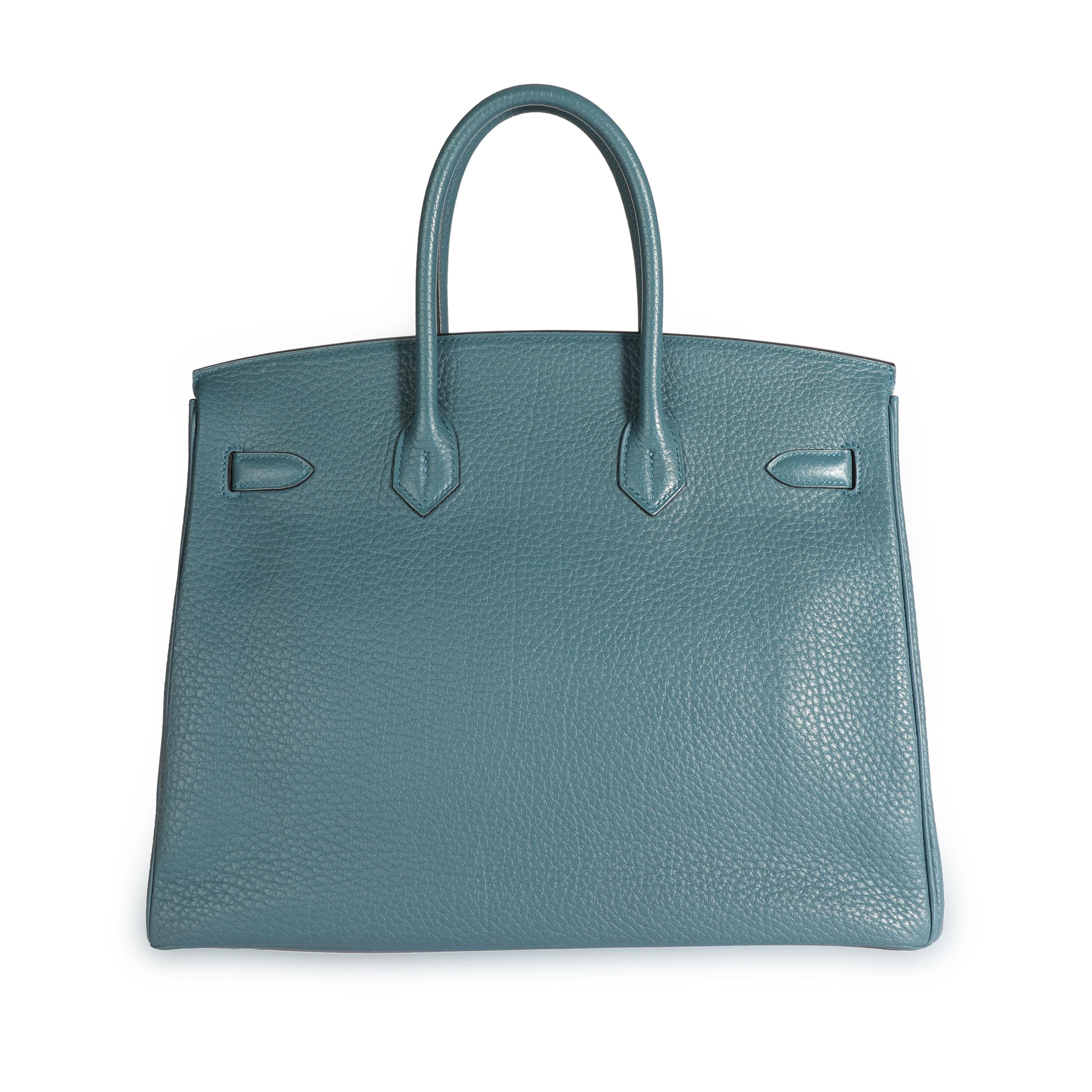 Hermès - Sac Birkin 35 PHW Bleu Orage Clémence Excellent état - En vente à New York, NY