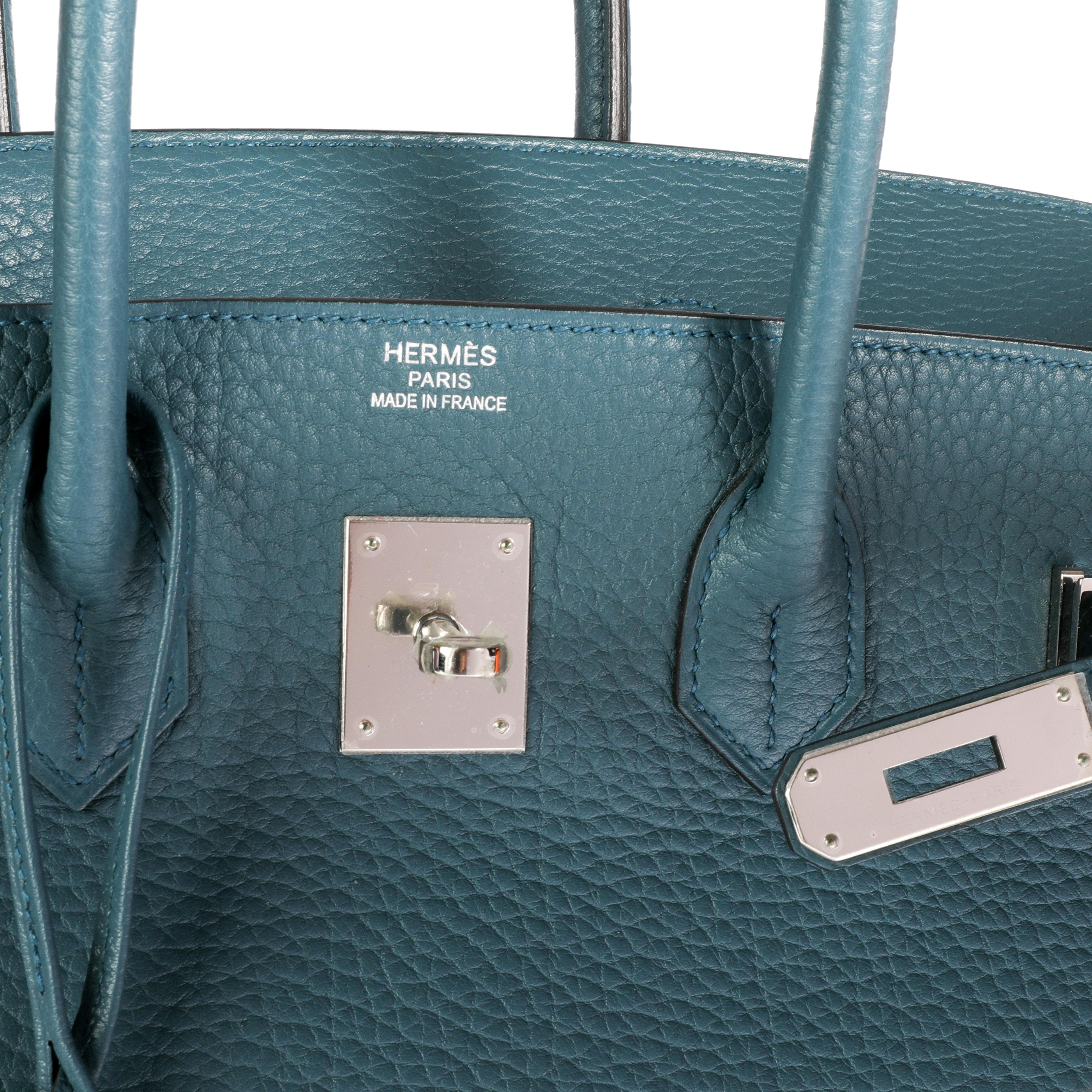 Hermès - Sac Birkin 35 PHW Bleu Orage Clémence en vente 3