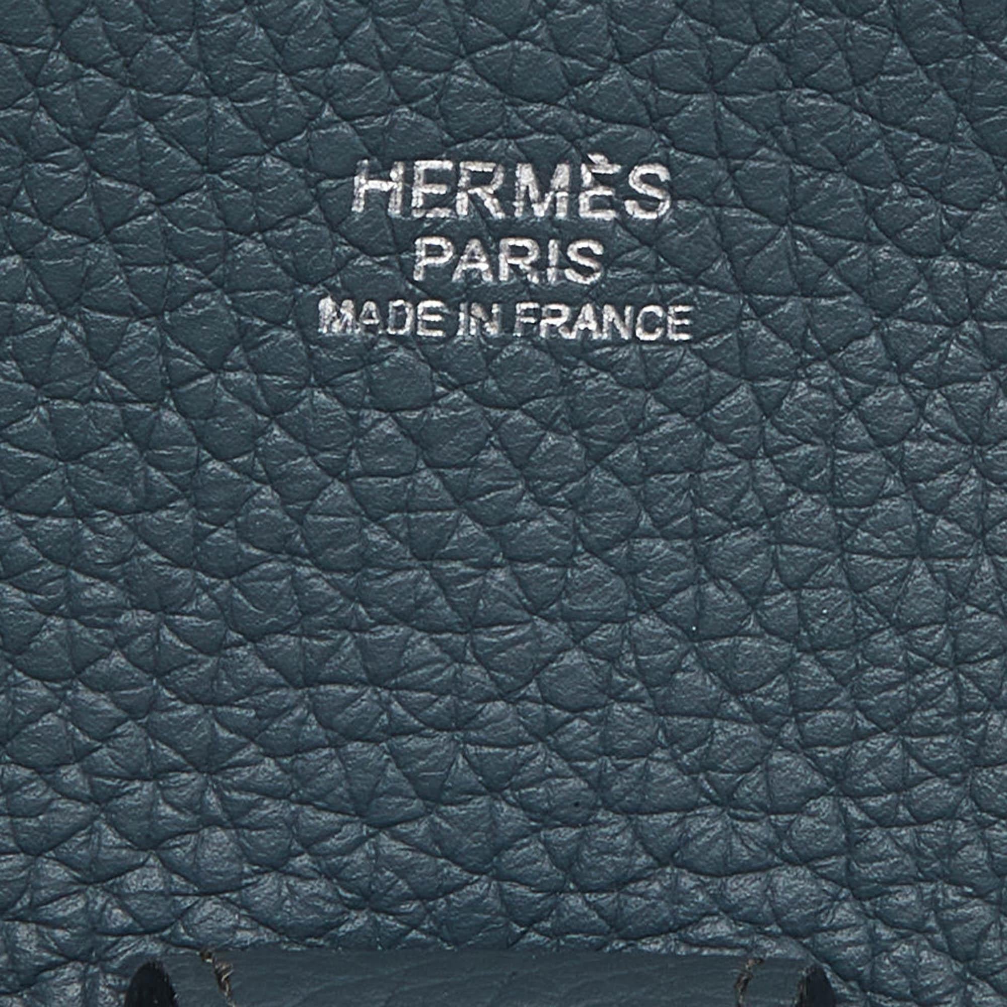Hermes Bleu Orage Taurillon Clemence Leather Evelyne III GM Bag For Sale 1