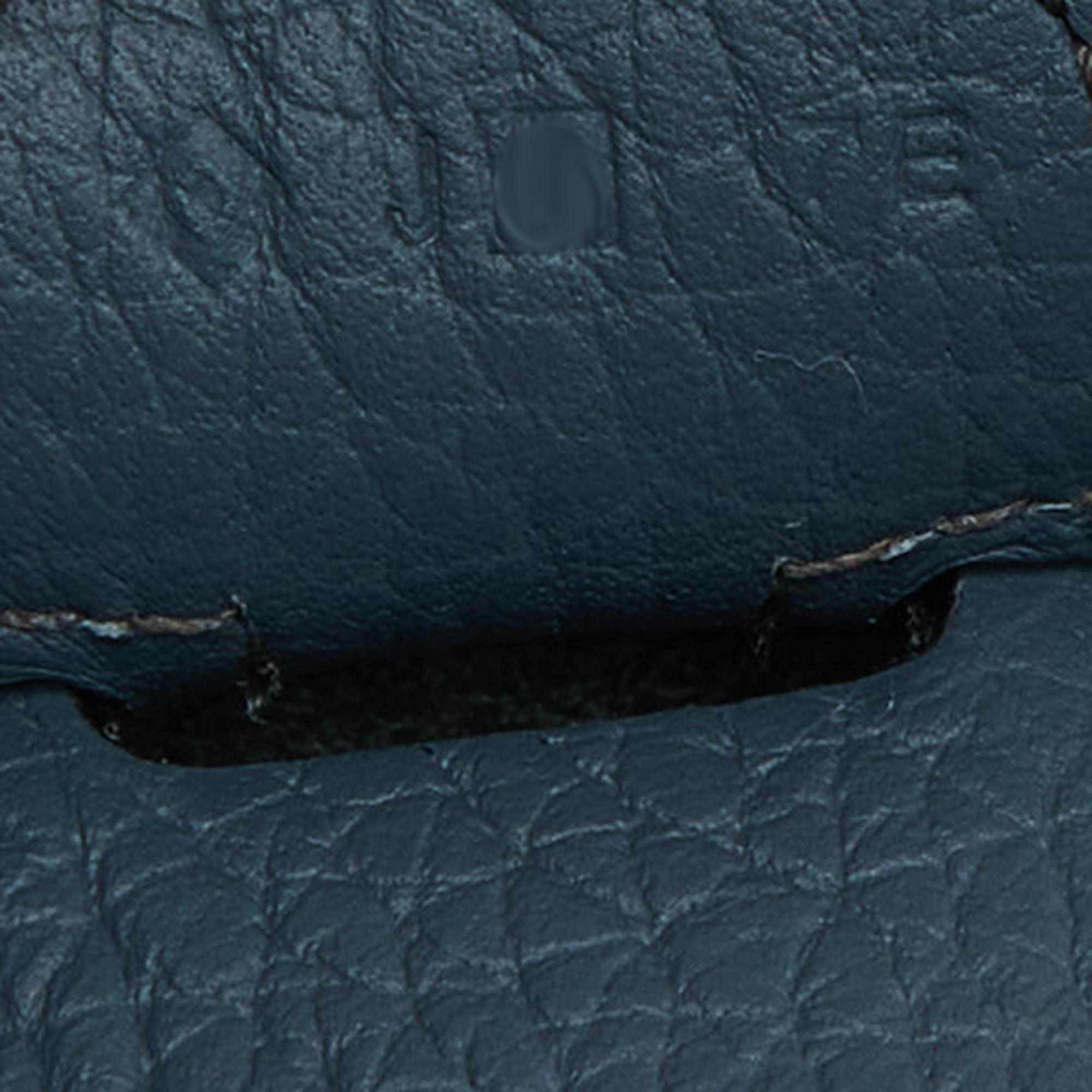 Hermes Bleu Orage Taurillon Clemence Leather Evelyne III GM Bag For Sale 2