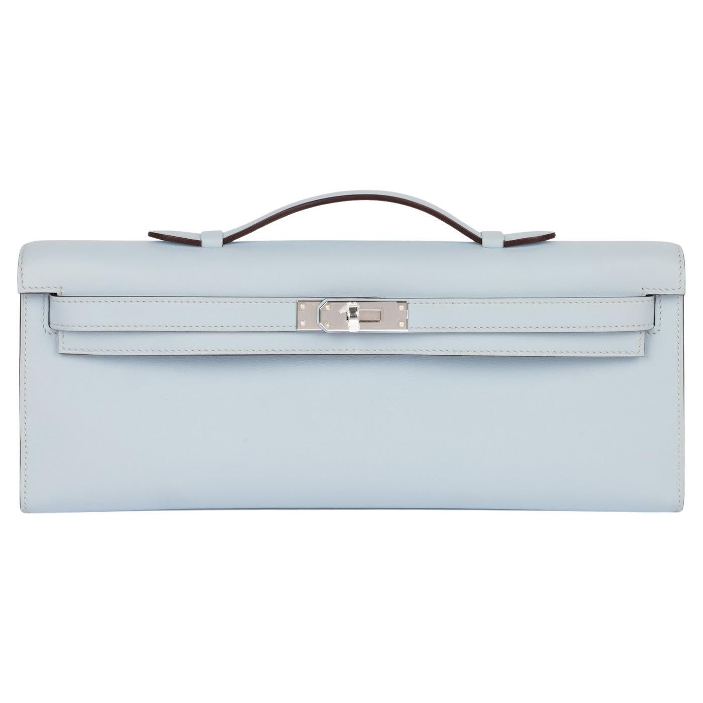 Hermès Bleu Pale Swift Leder Kelly Cut im Angebot