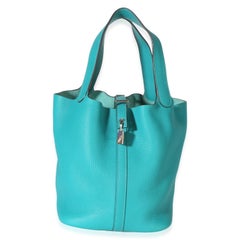 Hermès Bleu Paon Clemence Picotin Lock 22 PHW