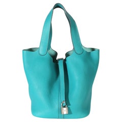Hermès Bleu Paon Clemence Picotin Lock 22 PHW