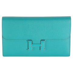 Hermès Bleu Paon Epsom Constance Lange Brieftasche