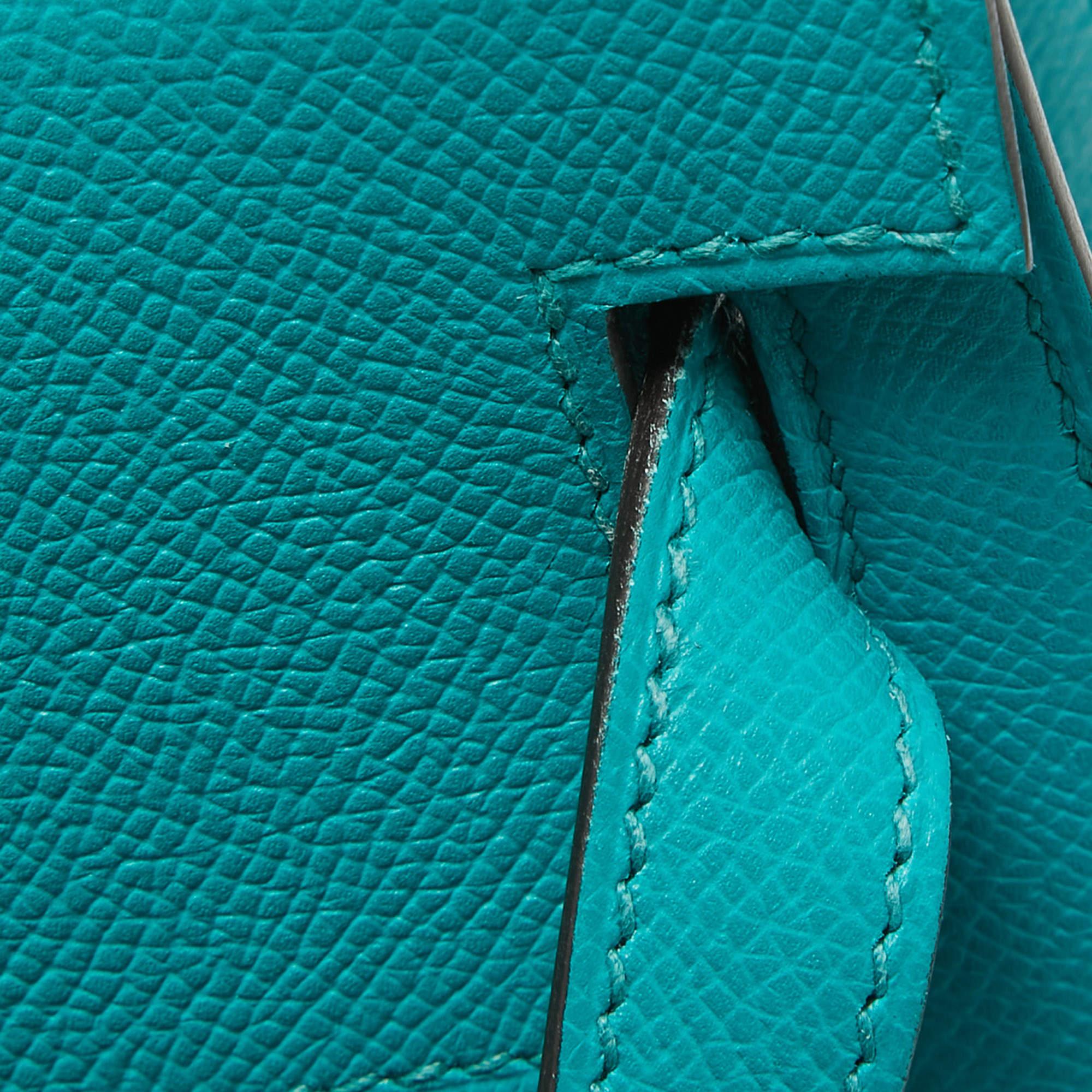 Hermes Bleu Paon Epsom Leather Gold Finish Kelly Sellier 32 Bag For Sale 13