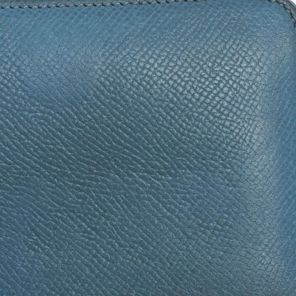 Blue Hermes Bleu Paradis Epsom Leather Azap Compact Wallet