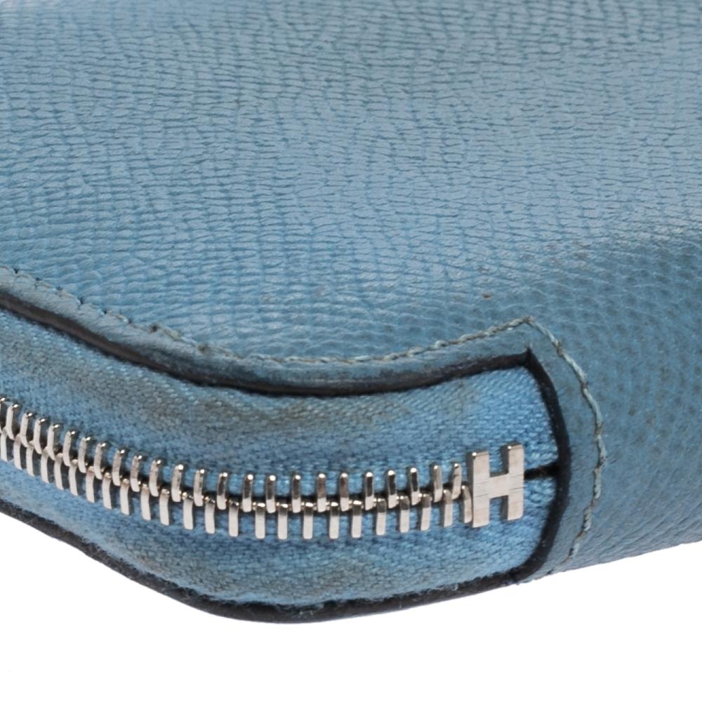 Women's Hermes Bleu Paradis Epsom Leather Azap Compact Wallet