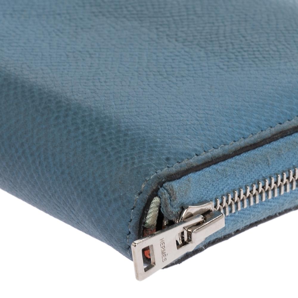 Hermes Bleu Paradis Epsom Leather Azap Compact Wallet 2