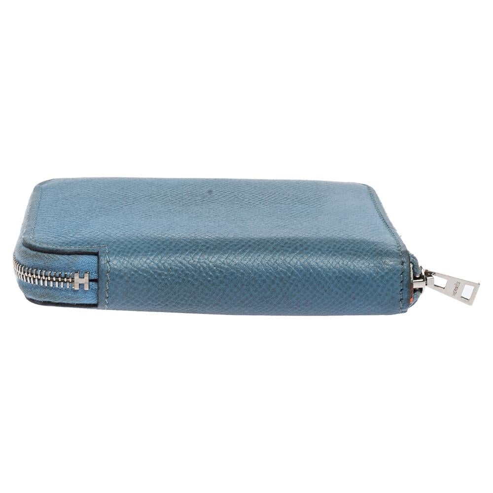 Hermes Bleu Paradis Epsom Leather Azap Compact Wallet 3
