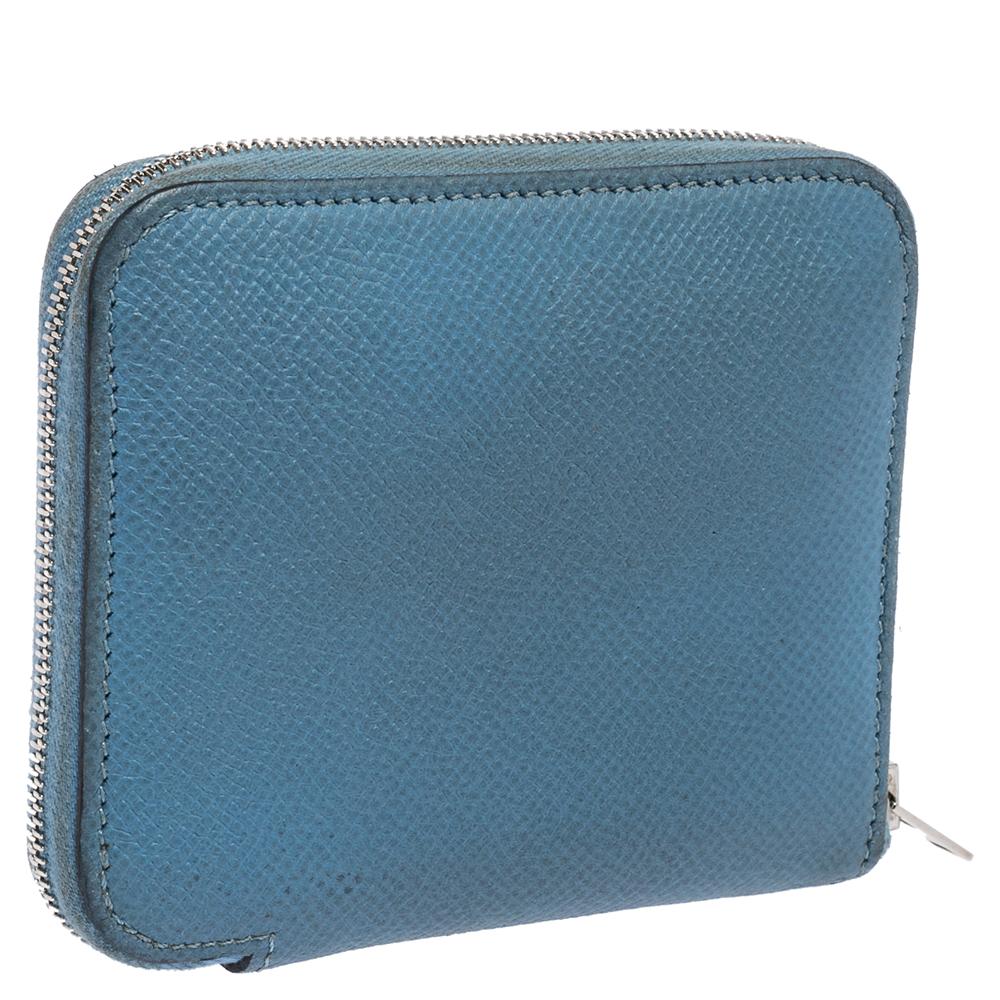 Hermes Bleu Paradis Epsom Leather Azap Compact Wallet 4