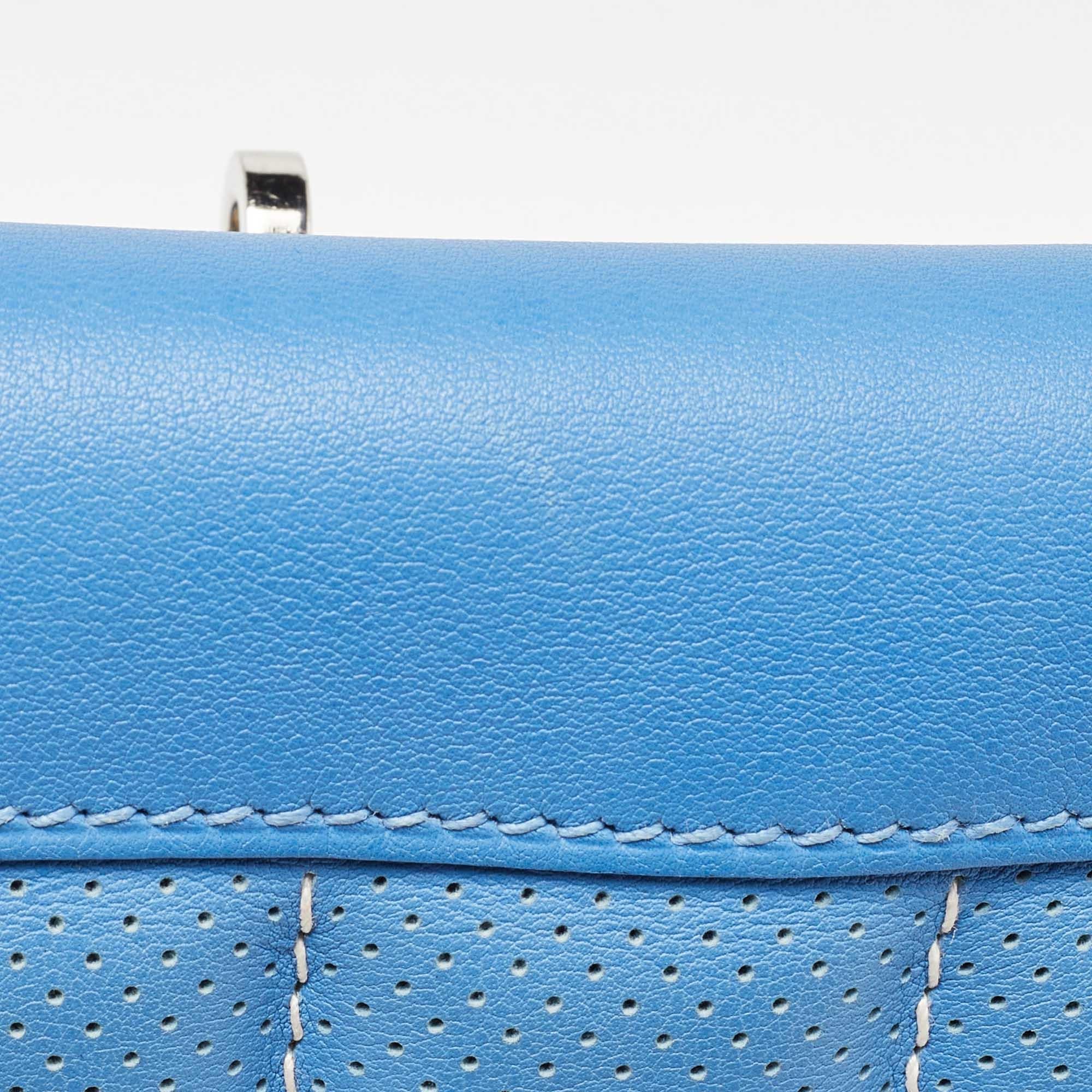 Hermes Bleu Paradis/Saphir Swift Leather Palladium Hardware Mini Berline Bag 10