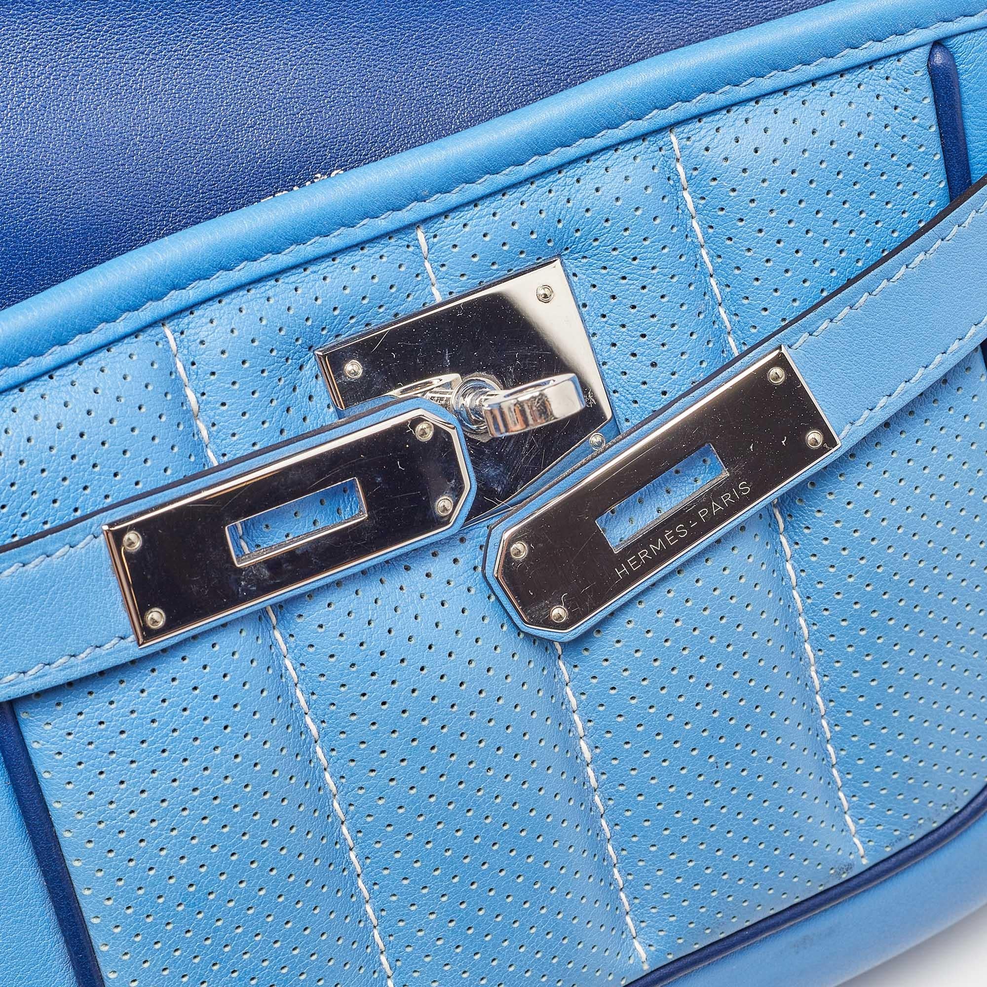 Hermes Bleu Paradis/Saphir Swift Leather Palladium Hardware Mini Berline Bag 11