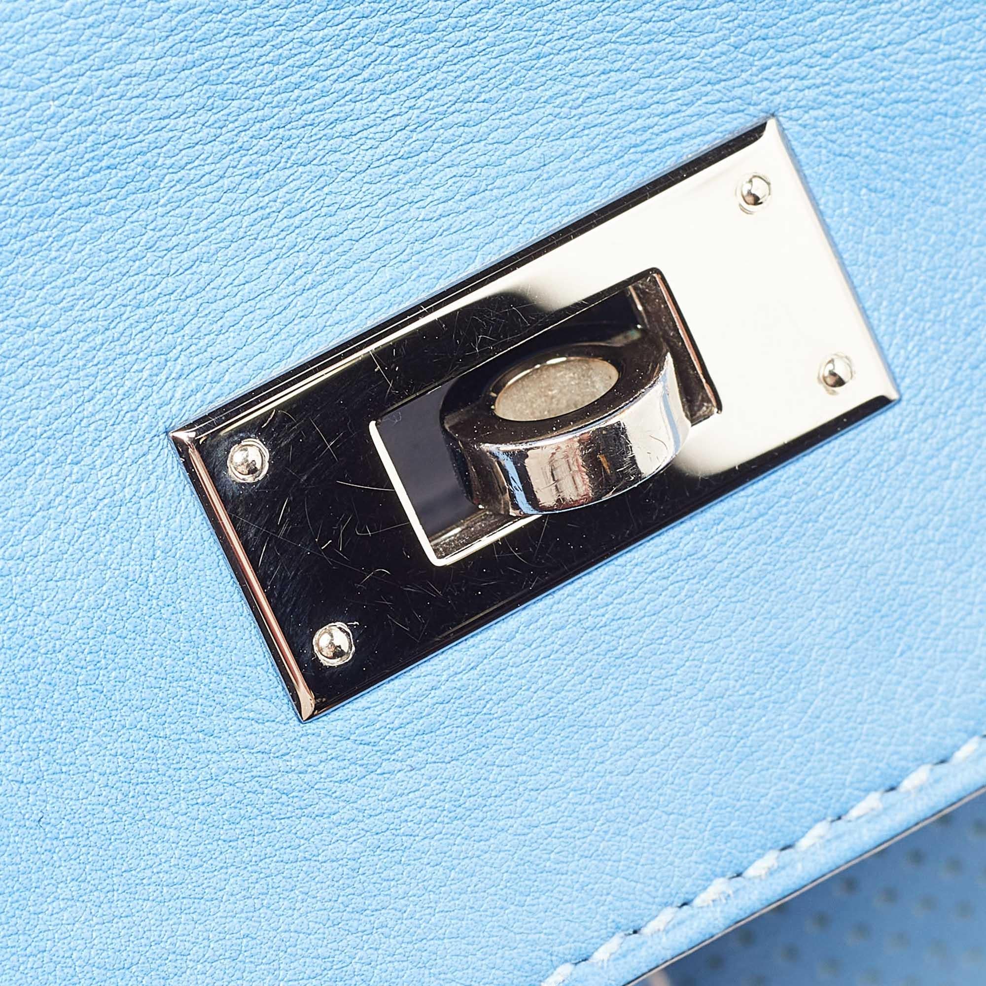 Hermes Bleu Paradis/Saphir Swift Leather Palladium Hardware Mini Berline Bag 12