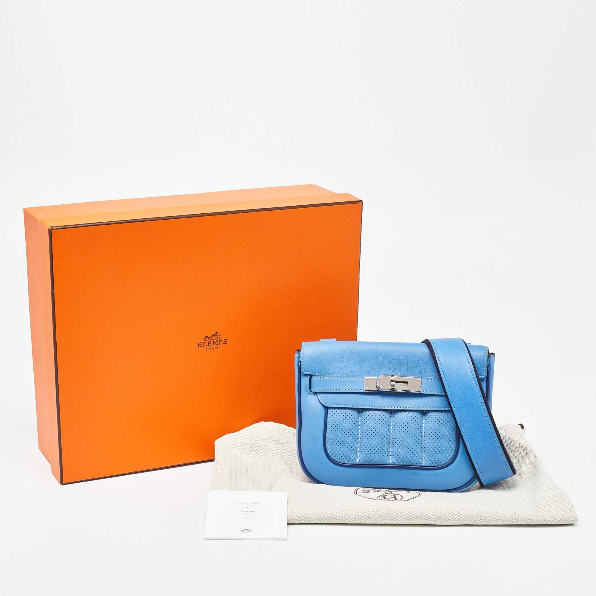 Hermes Bleu Paradis/Saphir Swift Leather Palladium Hardware Mini Berline Bag 13