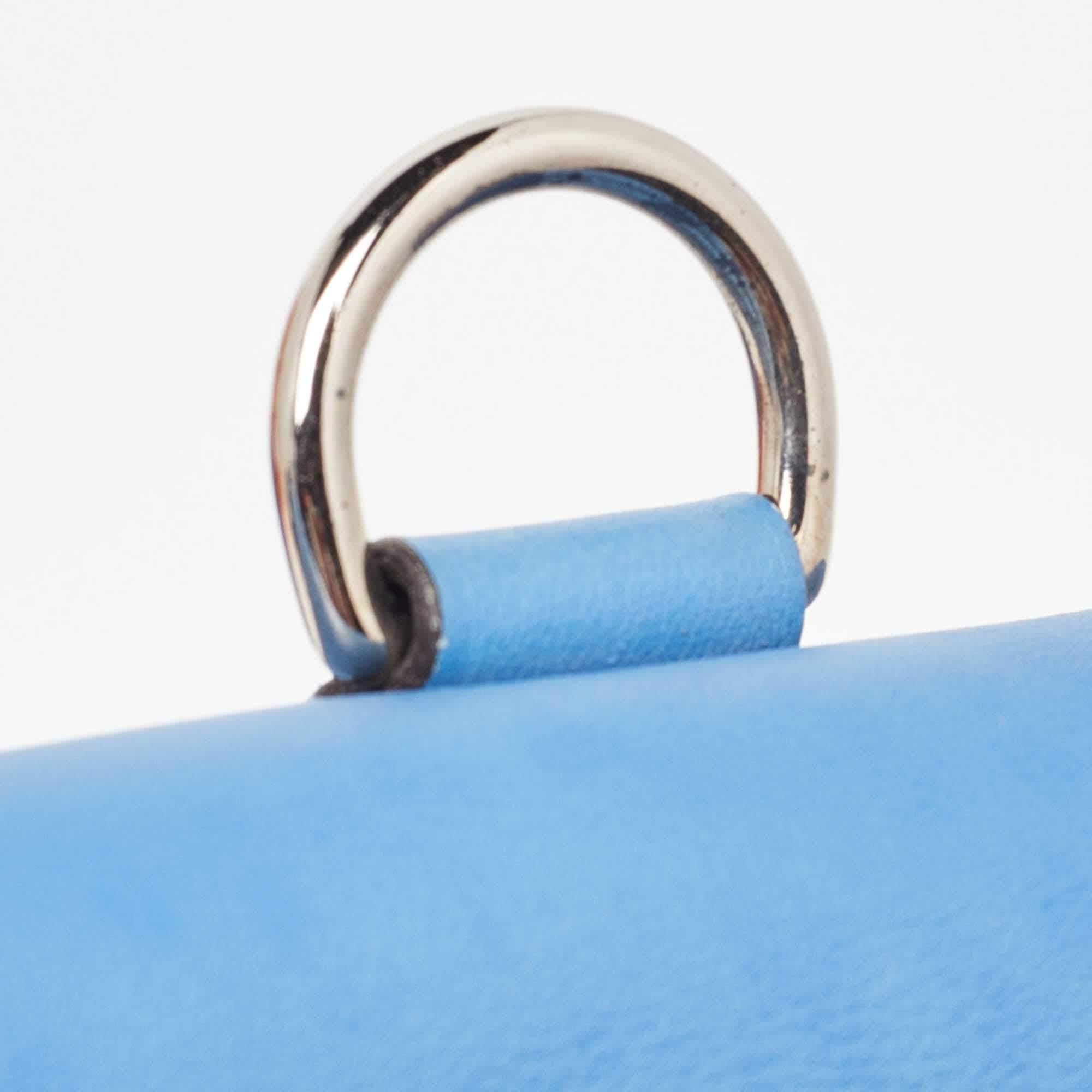 Hermes Bleu Paradis/Saphir Swift Leather Palladium Hardware Mini Berline Bag 15