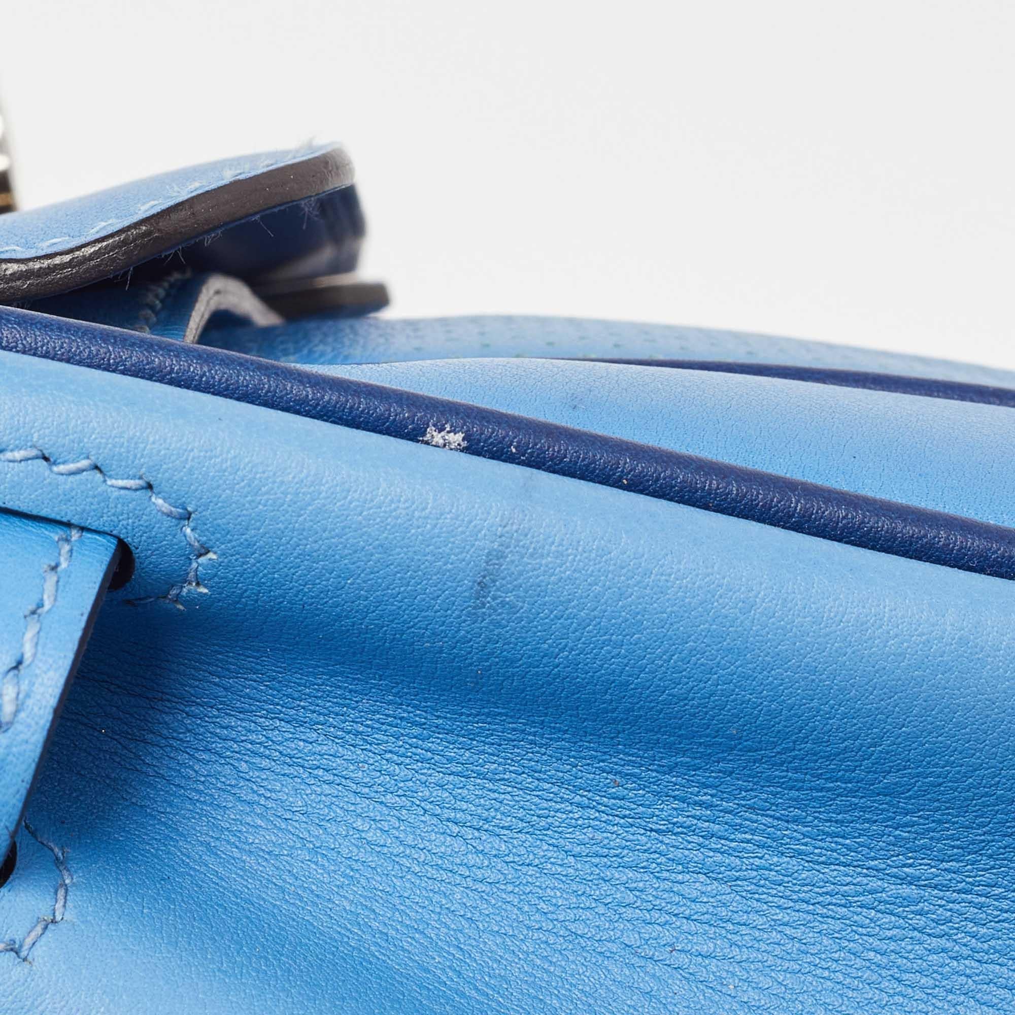 Women's Hermes Bleu Paradis/Saphir Swift Leather Palladium Hardware Mini Berline Bag