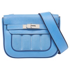 Hermes Bleu Paradis/Saphir Swift Leather Palladium Hardware Mini Berline Bag