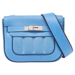 Hermes Bleu Paradis/Saphir Swift Leder Palladium Hardware Mini Berline Tasche