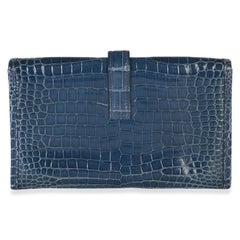Hermès Bleu Roi Shiny Crocodile Porosus Mini Jige Clutch