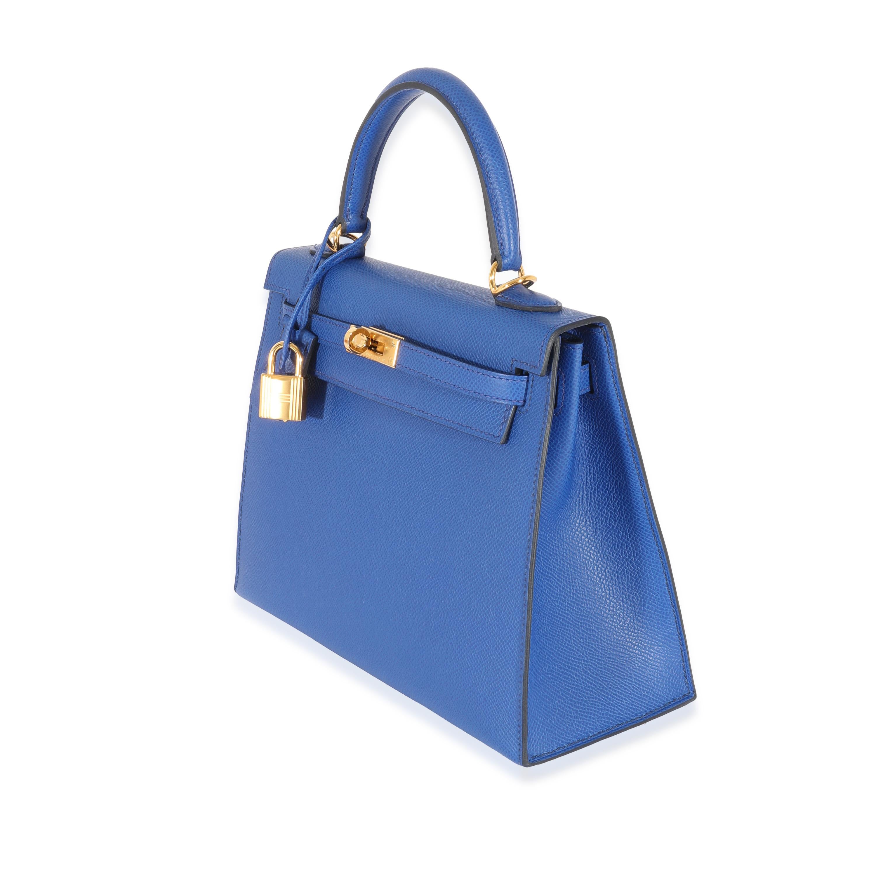 Hermès Bleu Royal Epsom Sellier Kelly 25 GHW en Excelente estado para la venta en New York, NY
